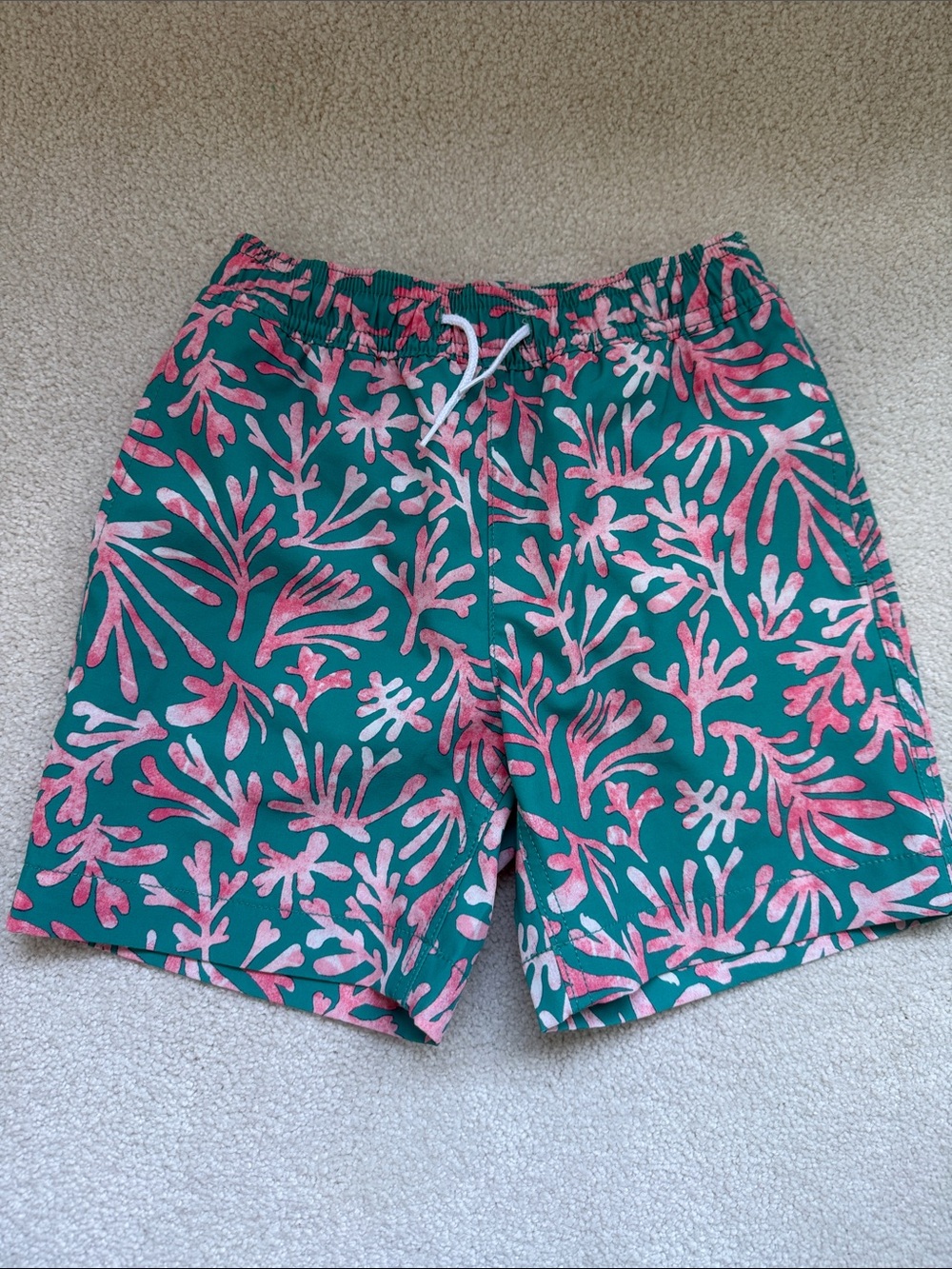 Crewcuts Swim Trunks with Coral Print
